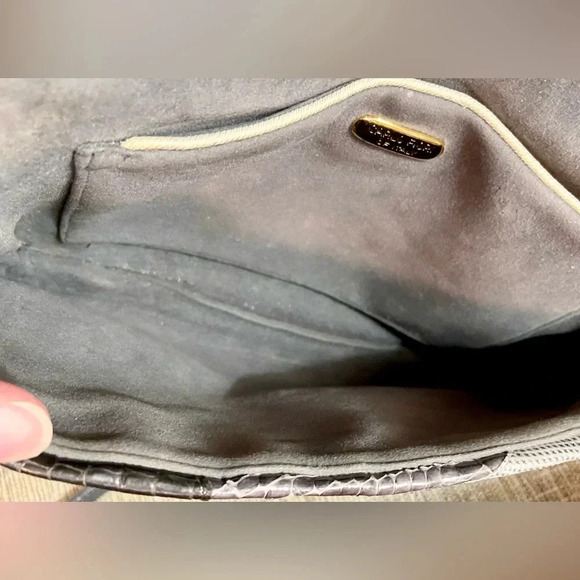 Vintage Carlo Fiori of Italy Purse Shoulder / Clutch Grays/Browns Reptile Skin - Picture 10 of 11